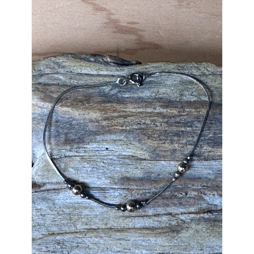 Sterling Silver Beaded Chain Bracelet With Lobster Clasp 1.42g